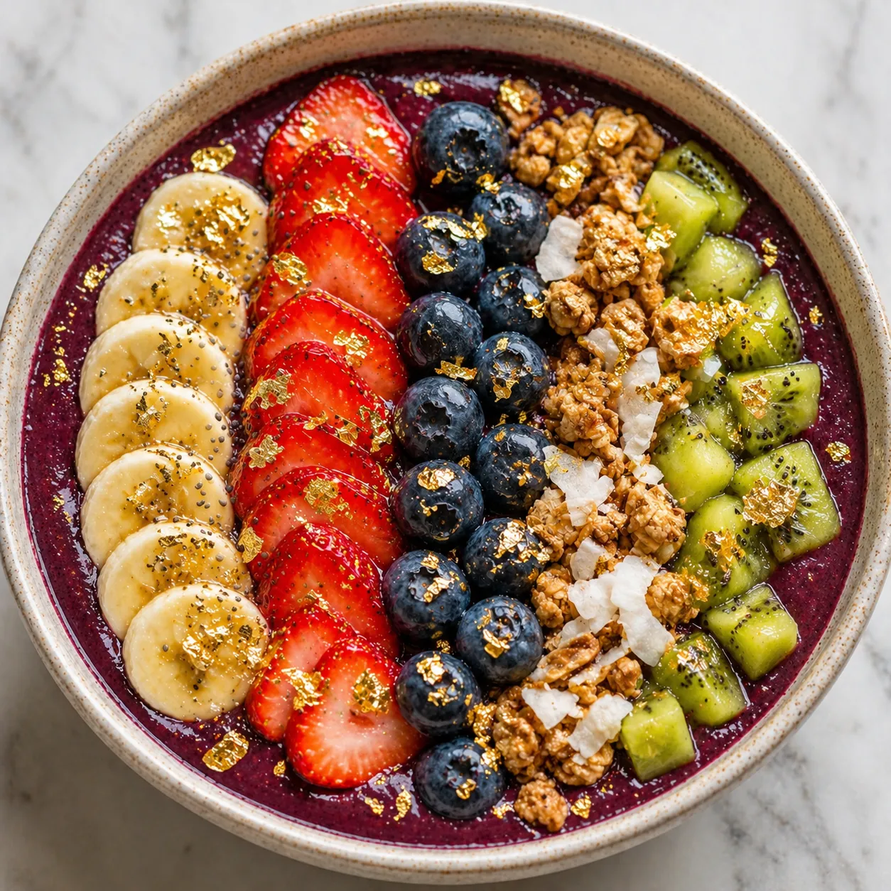 24K Gold flakes acai bowl
